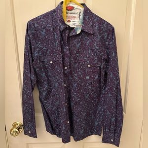 Roper purple paisley print long sleeve button down shirt